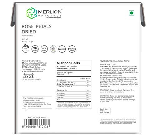 Merlion Naturals Rose Petals Dried Rosa Centifolia | 114Gm/ 4Oz | 100% Natural #TOP1