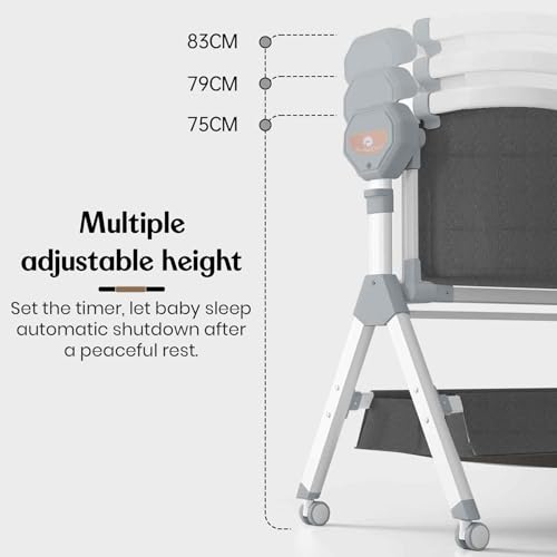 Image of StarAndDaisy Electric Swing Crib /Cradle for Baby with Mosquito Net, Baby Bed Side Bassinet with 5 Level Height Adjustable & Lockable Wheels � Black