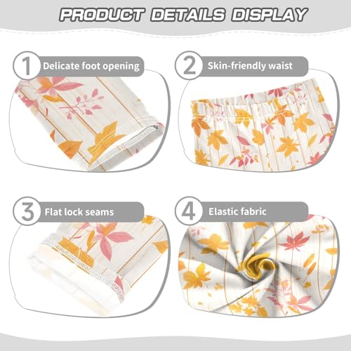 KLL Autumn Leaf on Old White Wooden Little Girls Leggings Fashion High Waisted Leg Yoga Pants Sports3