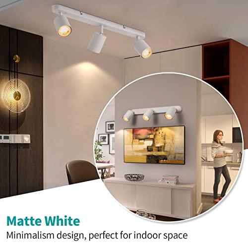 Wowatt Deckenstrahler 3 Flammig Weiß, LED Deckenleuchte Strahler Schwenkbar GU10, Deckenlampe Wandstrahler Drehbar, Modern Spotlight Deckenspots für Küche, Schlafzimmer, Wohnzimmer (Ohne Leuchtmittel)