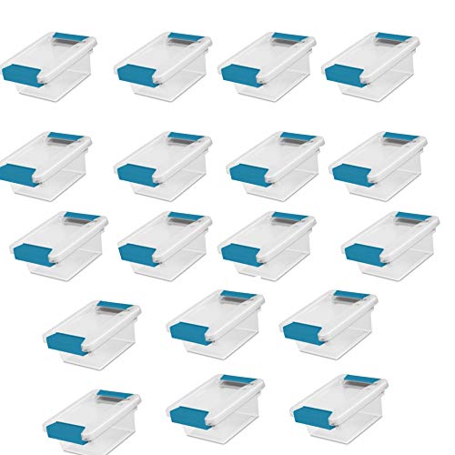Image of Sterilite 18-Pack Clip Box, Stackable Clear Plastic Bins with Latching Lids, Mini - Writing, Arts or Crafts Supplies Storage Containers for Home, Office, Classroom and Workshop Organization
