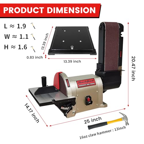 Image of BUCKTOOL Rotating Base Belt Disc Sander with Y-Fitting,4x36 inch Belt,8 inch Disc | Bench Sander with 3 /4HP Direct Drive,2161FPM,3450RPM,Dual Dust Ports for Woodworking,Contour Sanding,Dust Control