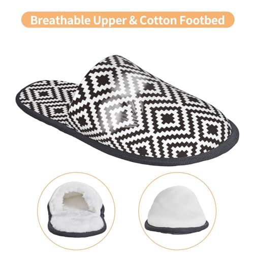Black and White Geometric Slippers for Women Fuzzy House Shoes Anti-Skid Indoor Slipper Gifts for Women Mom Ladies4