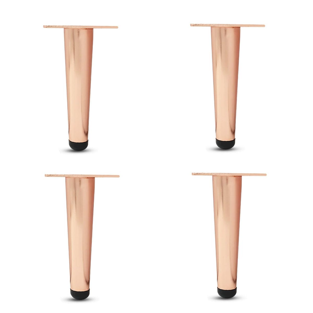 WSZGRJDM 4pcs Metal Furniture Legs, Rose Gold Cone Cabinet Legs Stainless Steel Table Legs No-Slip Silent For Furniture, Sofas, Cabinets（10/12/15/20/25/30cm）