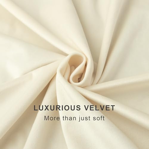 Image of 72 Inch Long Curtains Velvet 2 Panel Soft Lightweight Light Dimming Dining Room Darkening Luxury Living Room Curtain for Girls Bedroom Nursery Off White Darkening Thermal Drapes Length Ivory Off White