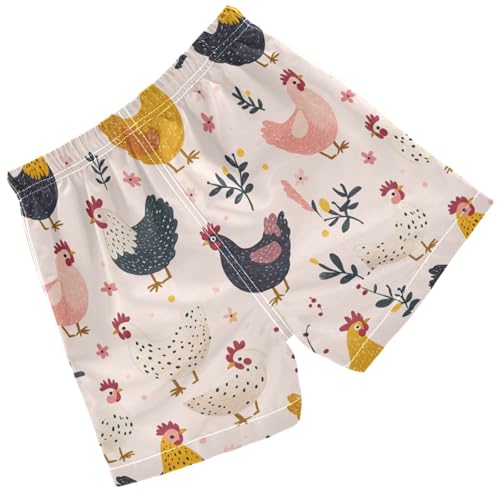 Pigsaly Boys Swim Trunks Chickens Light Pink Rooster Boys Board Shorts Swimsuit Swimwear Summer Bathing Suit 2T2