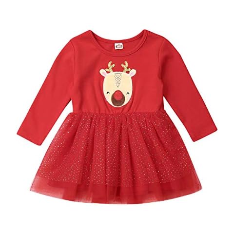 Vestido Niña de Navidad Estampado Alce Cover