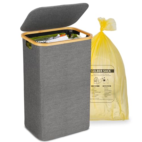 efluky Gelber Sack Ständer 100L, Mülleimer mit Deckel, Müllsackständer...