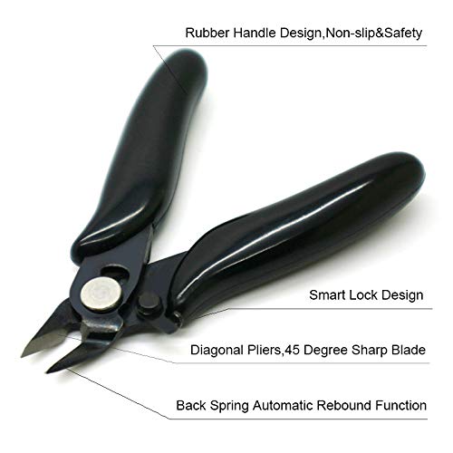 JINGYAN Alicates universales Diagonal Pliers 3.5 Inch Mini Wire Cutter Small Soft Cutting Electronic Wires Insulating Rubber Handle Model Hand Tools(Red)