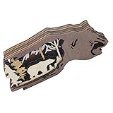 QUMIIRITY 多木製クマの置物 森の動物木彫り装飾 素朴な野生動物工芸品 デスクやリビング用 壁掛け木製クマ像