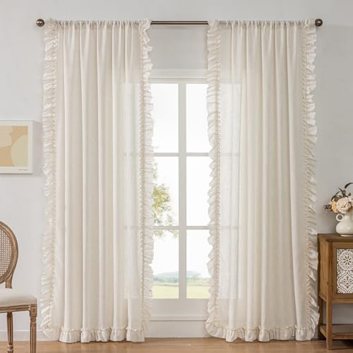 Ruffle Edge Linen Textured Curtains