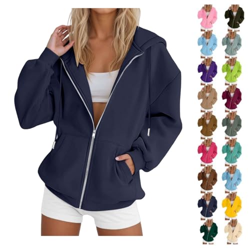 Zip Up Sweatshirt Women Oversized Long Sleeve Y2K Hoodies Fall Fashion Outfits Casual Jacket 2025 Winter Clothes