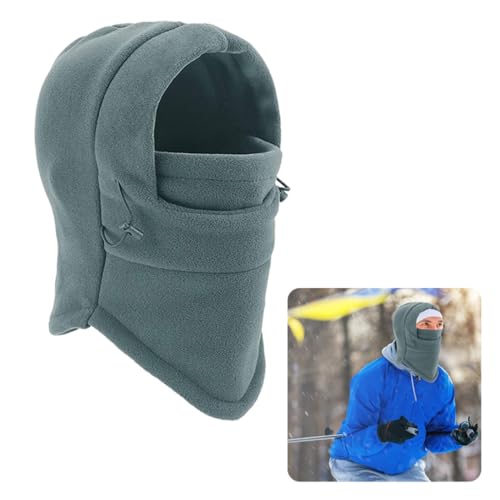 Balaclava para Hombres Invierno Antiviento Cálido, Máscara de Esquí con Forro de Polar, Cubrecuello y Gorro Negro y Gris miniatura 4