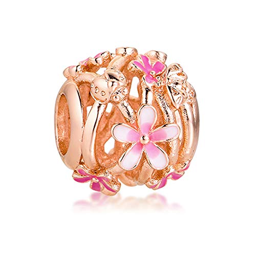 PANDOCCI 2020 Frühling durchbrochen rosa Gänseblümchen Blumenperle 925 Silber DIY passt für Original Pandora Armbänder Charme Modeschmuck