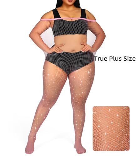 Image of Plus Size Fishnet Tights Sparkle Stockings Glitter Pantyhose High Waist Fine Mesh Stockings Value Pack of 2