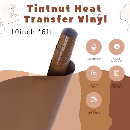 Image of Tintnut Chocolate Heat Transfer Vinyl - 10in x 72in Bundle Brown Iron on Vinyl - 16 Pieces