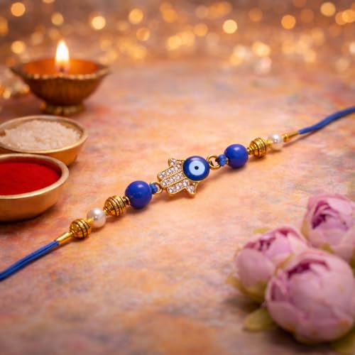 Image of Jaipur Ace Rakhi Gift Hamper for Bhaiya Bhabhi with Silver Plated Bowl Set, Pooja Thali, 2 Designer Rakhis, Roli Chawal, Raksha Bandhan Gift Set for Brother Bhabhi, Premium Rakhi Combo with Red Velvet Box
