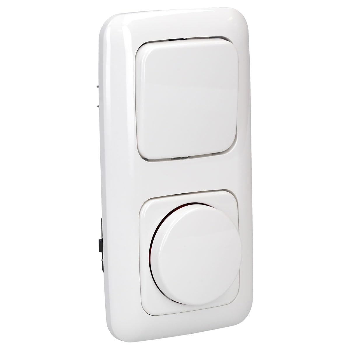 BJ (Original) LED Dimmer Komplett-Set, LED-Drehdimmer -alpinweiß- Reflex SI- 6523-U 102 (6523 U-102) in 2 fach Rahmen integriert inkl. Wippschalter inkl. Wippe
