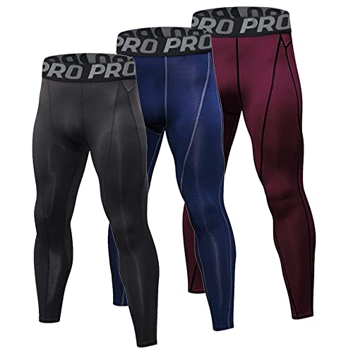 YUSHOW - Juego de 3 calzoncillos largos para hombre, térmicos, ropa interior, cálida, mallas para hombre, invierno, leggings suaves y ligeros, M