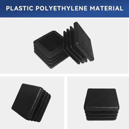 Image of 32 Pcs 1-1 /4 inch Square Tubing End Caps, Plastic End Caps Insert Finishing Plug for Chair Legs, Pipe Post, Table Legs (Black, 30x30mm)