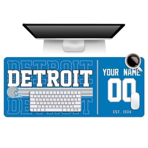 Image of ANTKING Detroit Mouse Pad Custom Name and Number Desk Pad for Men Women Youth Gifts