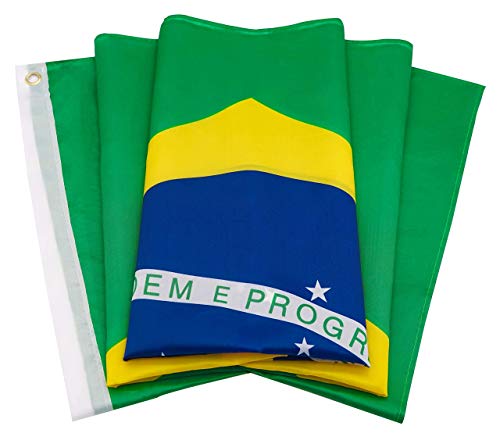 Danf Brazil Flag 3X5 Ft Thick Polyester, Fade Resistant, Brass Grommets, Canvas Header Brazilian National Flags 3 X 5 Feet #TOP5