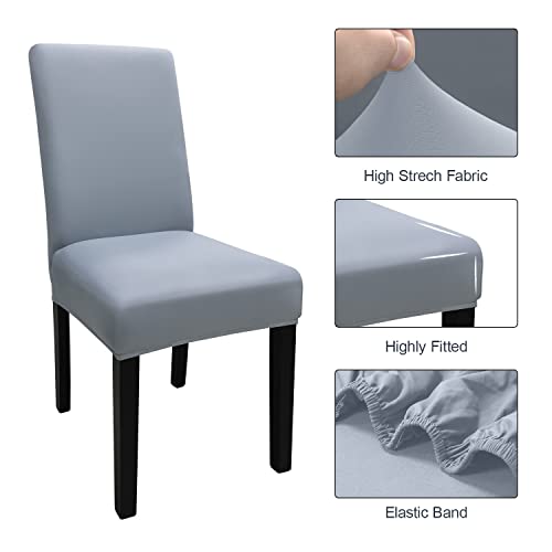 Keyroal Dining Room Chair Covers Set Of 8, Stretch Solid Color Parsons Chair Slipcovers Spandex Removable Washable Kitchen Chair Protector Cover For Dining Room, Hotel, Ceremony(Light Grey) #TOP3