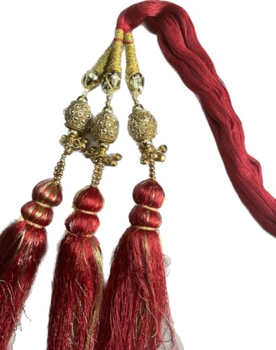 Raghav's Red Gungroo Parandi,Lal Paranda ghungru walI Party Wear (Pack of 1) for Lohri,Teej, Marriage and Other Traditional Party (Non Returnable)