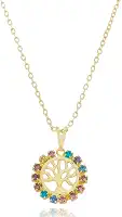Colar Feminino Pingente Árvore Da Vida Folheado Cor Ouro 18k Cordão Corrente Dourado Presente