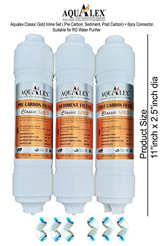 Image of Inline Filter 3 pcs Set (Pre carbon + Sediment filter + Post Carbon) + 6pcs elbow Suitable for All RO Water Purifier