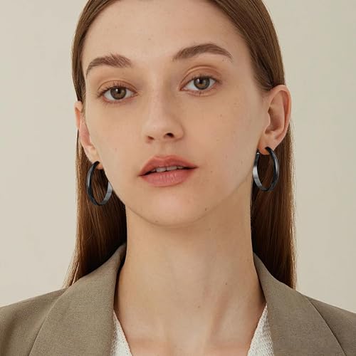 Image of Gacimy Gold Hoop Earrings for Women with 925 Sterling Silver Post | Hypoallergenic Lightweight Thick Hoops Earrings for Women Trendy Jewelry Gift