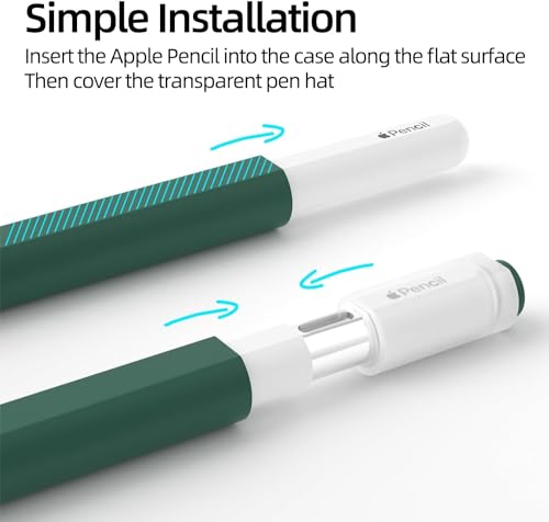 Image of Pencil Case for Apple Pencil (USB-C) 3rd Generation Silicone Protective Cover Sleeve, Supports Magnetic Attachment 3rd Gen (Midnight Green)
