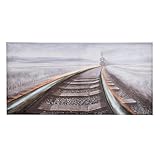 GILDE LED Leinwandbild Railroad - Zugmotiv - strukturiert - mehrfarbig - Höhe 70cm x Breite 140cm - rechteckig