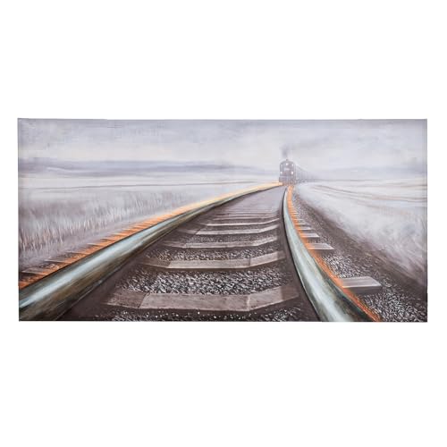 GILDE LED Leinwandbild Railroad - Zugmotiv - strukturiert - mehrfarbig - Höhe 70cm x Breite 140cm - rechteckig
