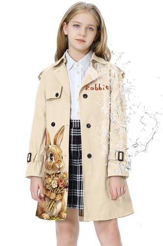 Image of Betusline Womens & Girls Waterproof Trench Coat Double Breasted Lapel Overcoat Outerwear, 3 Years - Women 2XL