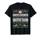 Photo Gallery santas favorite substitute teacher xmas maglietta Photo Gallery santas favorite substitute teacher xmas maglietta