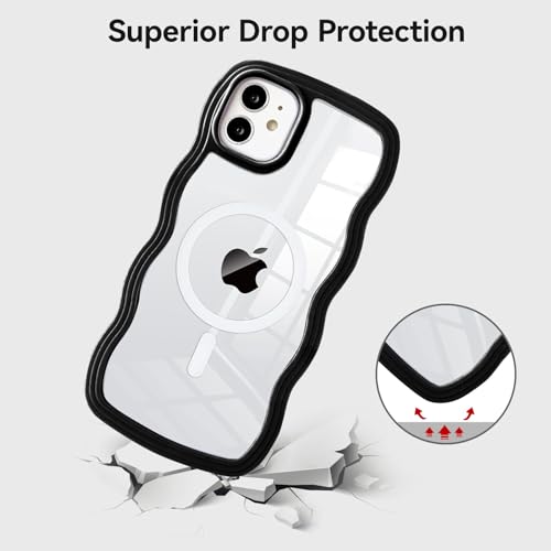 Coque iPhone 11 compatible MagSafe en silicone transparent noir