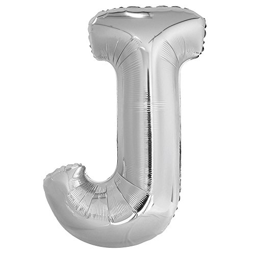 Ballon géant lettre J argenté pour composer un prénom décoration géante