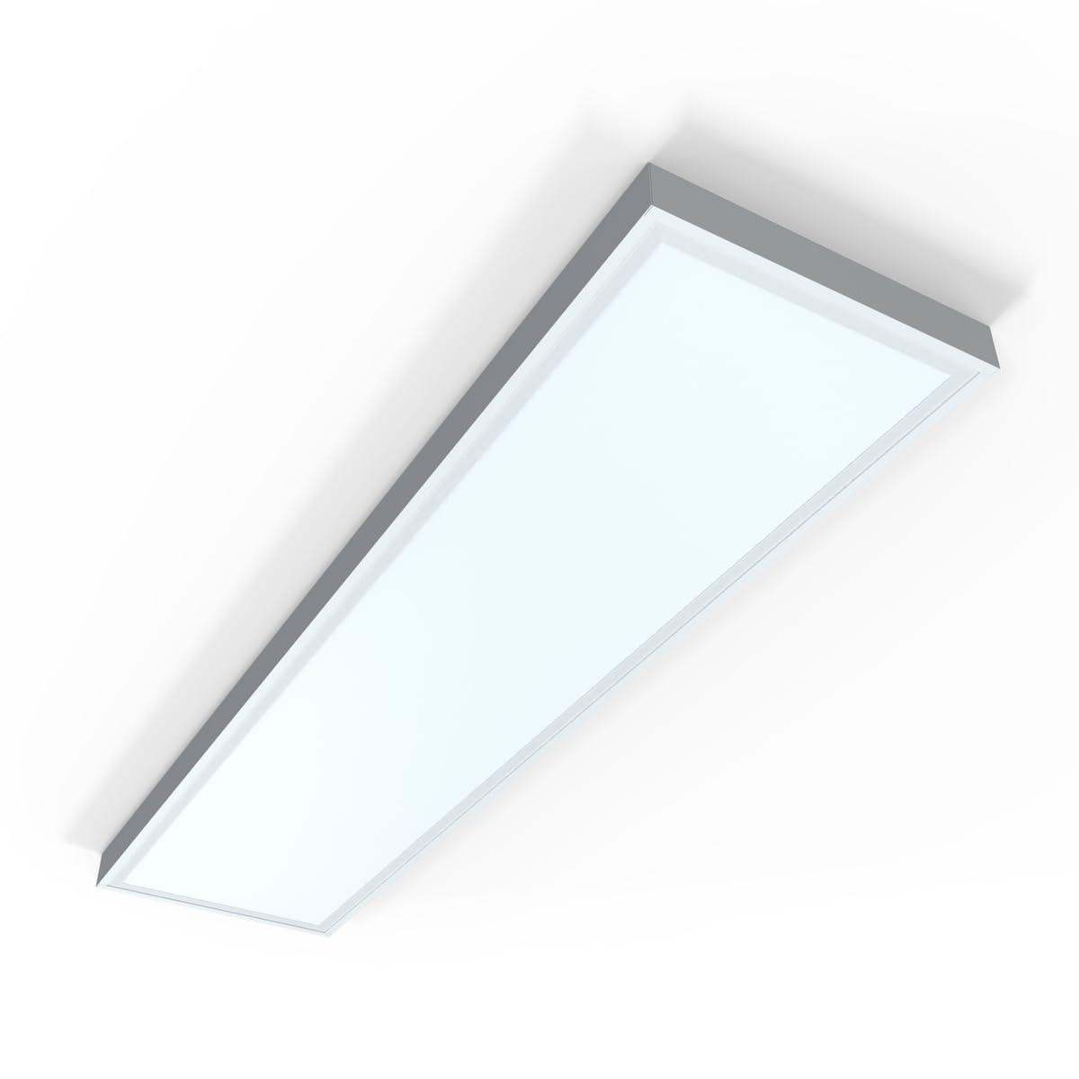 Simple Lighting White Simple Lighting® 1200X300mm Surface Mounted Led Panel Light, 40W, 4000 Lumens, Cct Switchable (3000K/4000K/6000K), 65Mm Profile, Backlit, Office Ceiling Panel