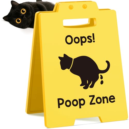 Funny Cat Poop Zone Mini Caution Sign – Humorous Cat