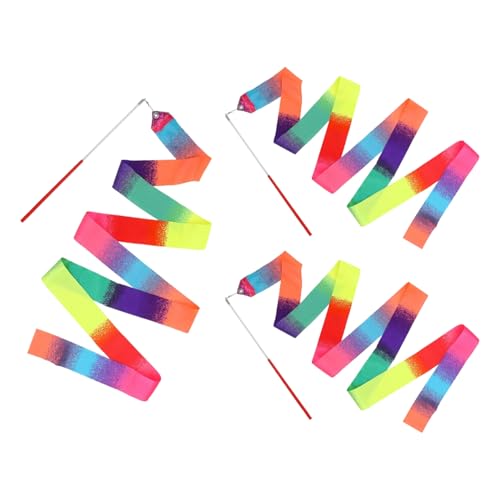 Aidqxbaoer 3 Piezas Cintas de Baile,2m Cinta de Arte con Palo Giratorio,Cintas Gimnasia rítmica,Cinta Gimnasia Ritmica con Varita,Cintas de Baile,para Niños Baile Artístico Gimnasia Entrenamiento