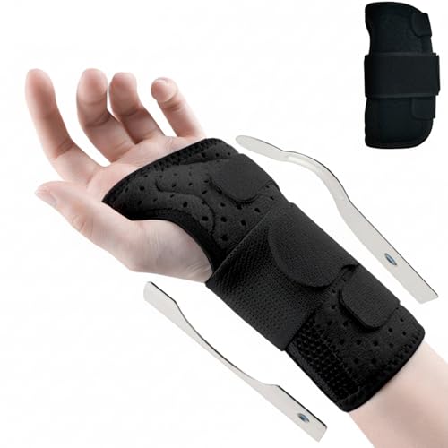 Muñequera Tunel Carpiano, Muñequera con 2 Férulas Aluminio Extraíble, Ferula Tunel Carpiano Transpirable Ajustable, Wrist Support Soporte de Mano para Esguinces Tendinitis Artritis (Izquierda, M)