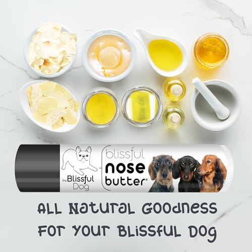 Image of The Blissful Dog Daschund Nose Butter for Dry, Cracked Skin, Lick-Safe Dog Nose Balm with Moisturizing Shea Butter, Almond, Olive, and Essential Oils, Pet Supplies, Uncented, 0.15 oz.