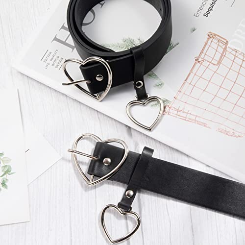 Heart Shape Belts Wide Black Leather Waist Belt Women Jeans Pants Dresses with Alloy Buckle4