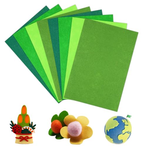 Deepton Bastelfilz 2mm, Filz zum Basteln, 20 x 30cm Filzstoff, 4 Farben Vliesstoff Stoff Filzplatten für DIY Handwerk Nähen Manual Decoration (Grün Serie)