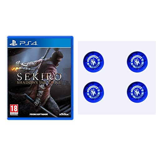 ACTIVISION Sekiro: Shadows Die Twice (PS4)+Black & White King's Choice 2Pair / 4Pcs Replacement Silicone Thumb Grip Stick Analog Joystick Cap Cover for Ps3 / Ps4 / Xbox 360 /Xbox One Game Controllers