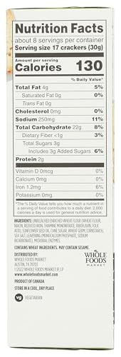 365 by Whole Foods Market, Thin Wheat Square Crackers, 8 OZ