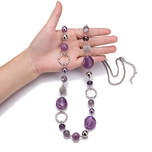Pearl&Club Long Beaded Necklaces For Women - Sweater Chain Fashion Jewelry Necklace Gifts For Women (Purple) #TOP2