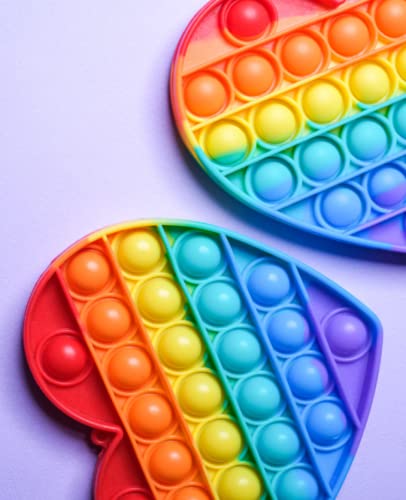 Pop-It Composition Notebook: Heart Rainbow Pop-It Print Notebook Journal | Colorful Fidget Toy Theme Glossy Cover | College Ruled Composition Notebook ... for...