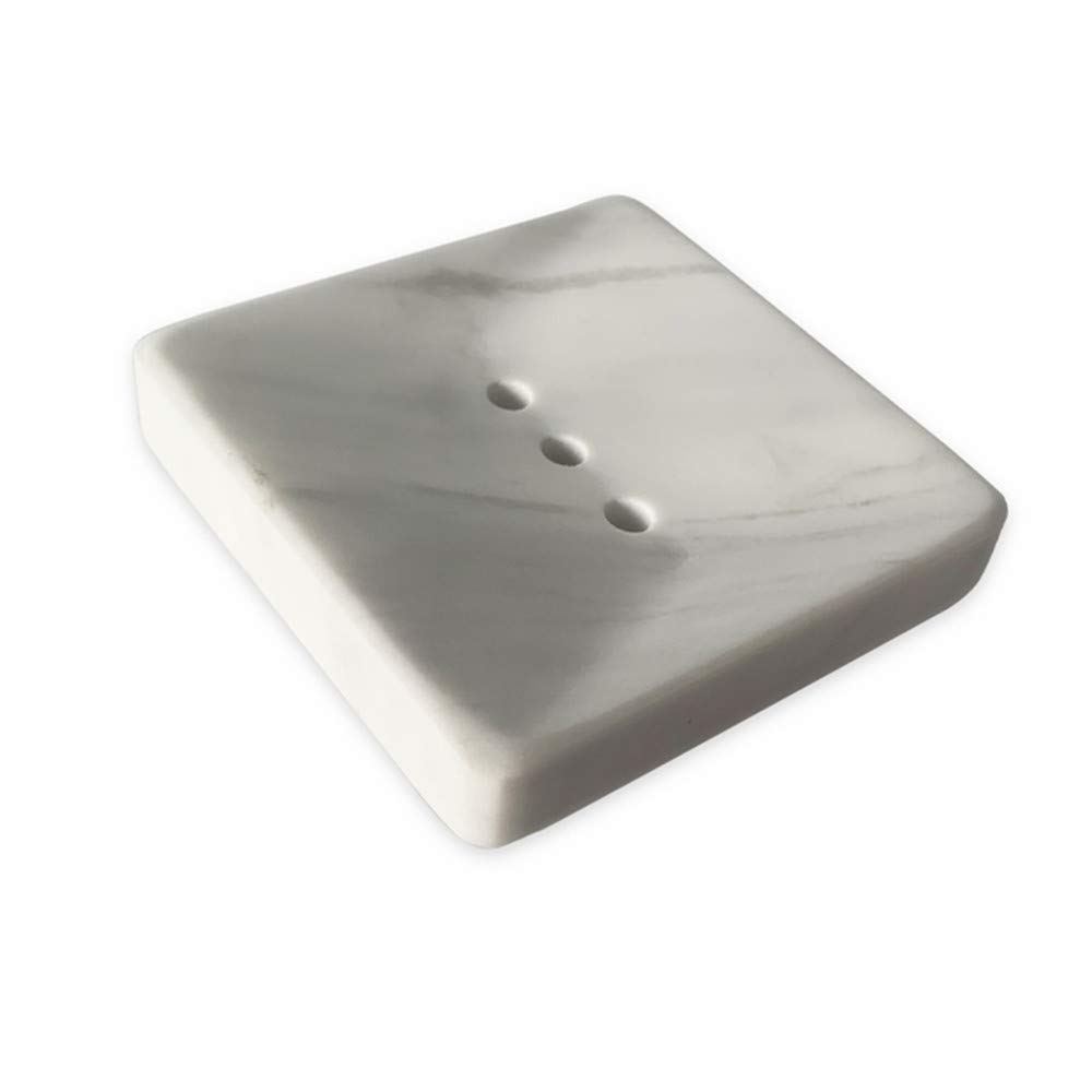 StonePlus Natural Smooth Small Marble Soap Dish, Soap Sponge Tray, Sink Soap Container Holder (Volakas White)